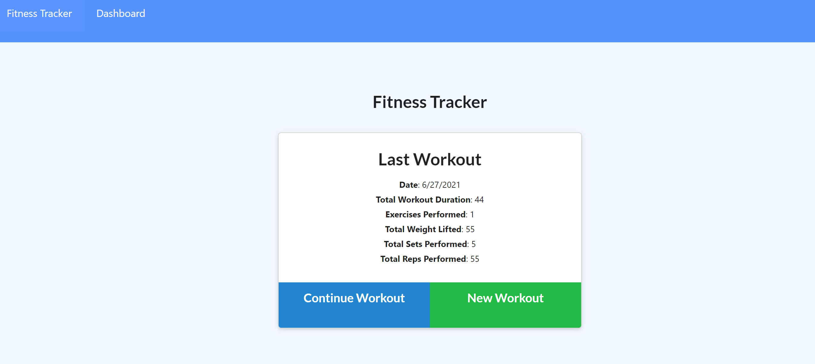 Screenshot of the WorkoutTracker App